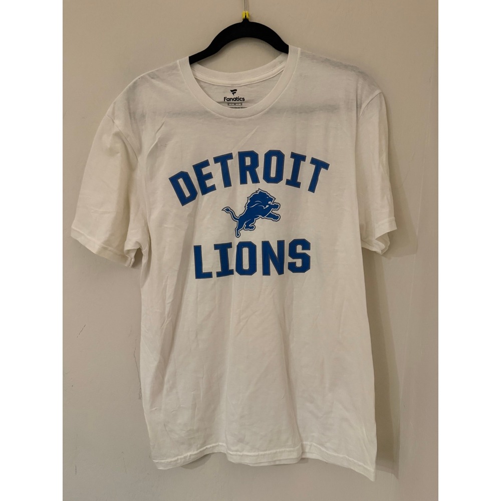 Fanatics Detroit Lions Mens White Graphic T-Shirt Size Medium-NWOT
